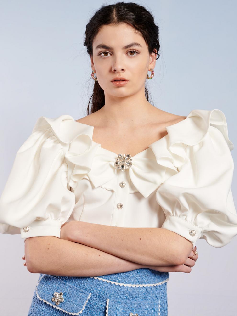 Sister Jane Tops | Womens Tide Jewel Crop Top Whitealyssum ~  Escuelaconcorazon